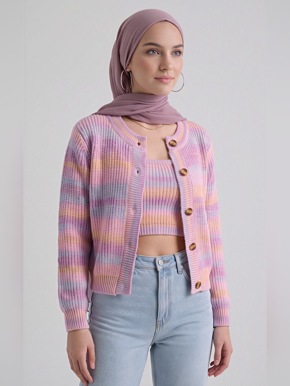 Mabelinda Pastel Striped Cardigan Set - Picture 6 of 11